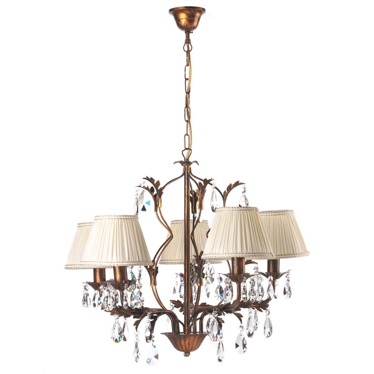 Kristall-hängeleuchte 4669/5b - Bronzefarben, KONVENTIONELL, Glas/Metall (60/105cm)