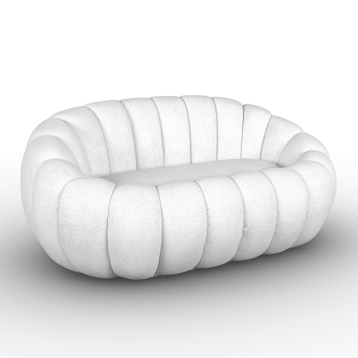 Pohovka LENA, biela ženilka, max. 280 kg - biela, Modern, drevo/textil (148/62/92cm) - Bessagi Home