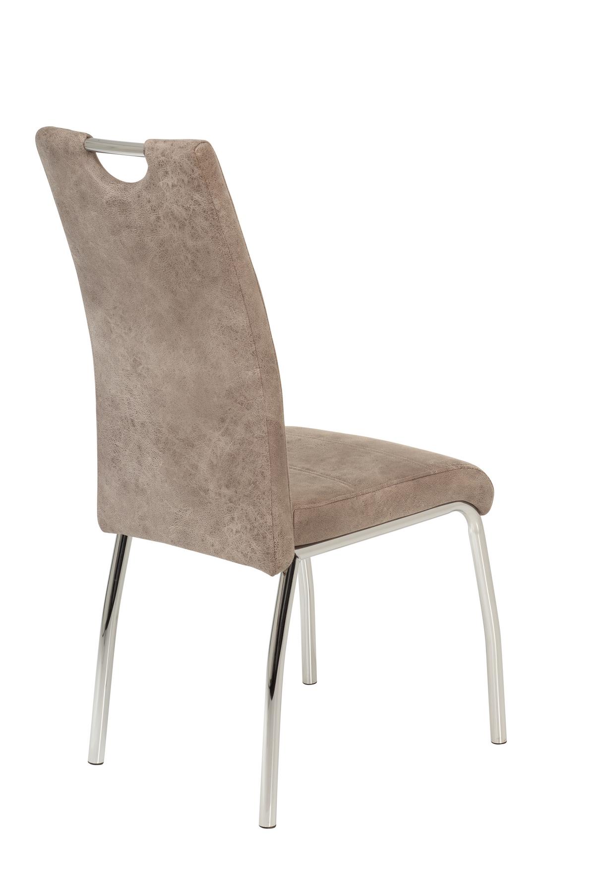 STOLIČKA SUSI II - chrómová/béžová, Modern, kov/textil (44/98/61cm)