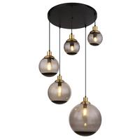 Függőlámpa 15860-5h - fekete/sárgaréz, Design, műanyag/Üveg (65/150cm) - Globo