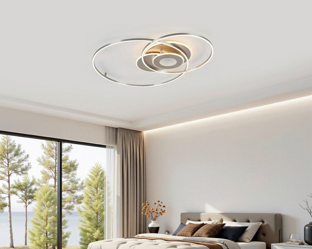 LED-Deckenleuchte Celine - Chromfarben/Champagner, Basics, Kunststoff/Metall (65/83/7cm) - Luca Bessoni