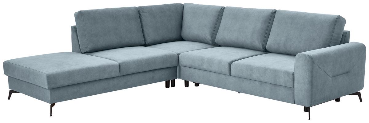 Sedací souprava ADESSO, levá, světle modrá barva - černá/světle modrá, Konvenční, kov/textil (257/275cm) - MID.YOU