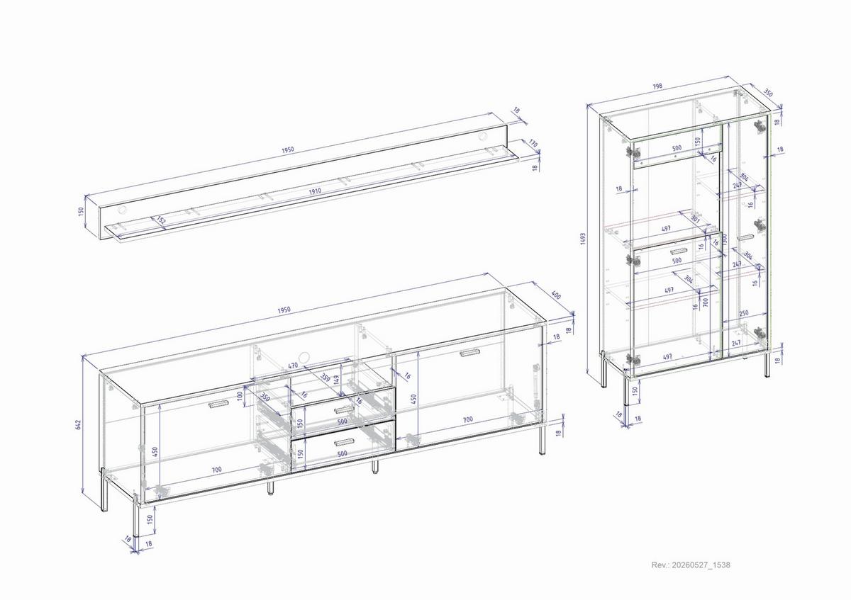 Wohnwand Fredericia Kaschmir/Eichefarben B: 285cm - Kaschmir/Eichefarben, Design, Holzwerkstoff (285/170/40cm) - MID.YOU