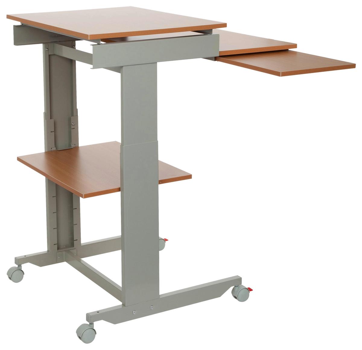 Schreibtisch B 50cm H 71,5 - 107,5 Cm Grau/buche Dekor - Buchefarben/Grau, Basics, Holzwerkstoff/Kunststoff (60/71,5-107,5/50cm) - MID.YOU