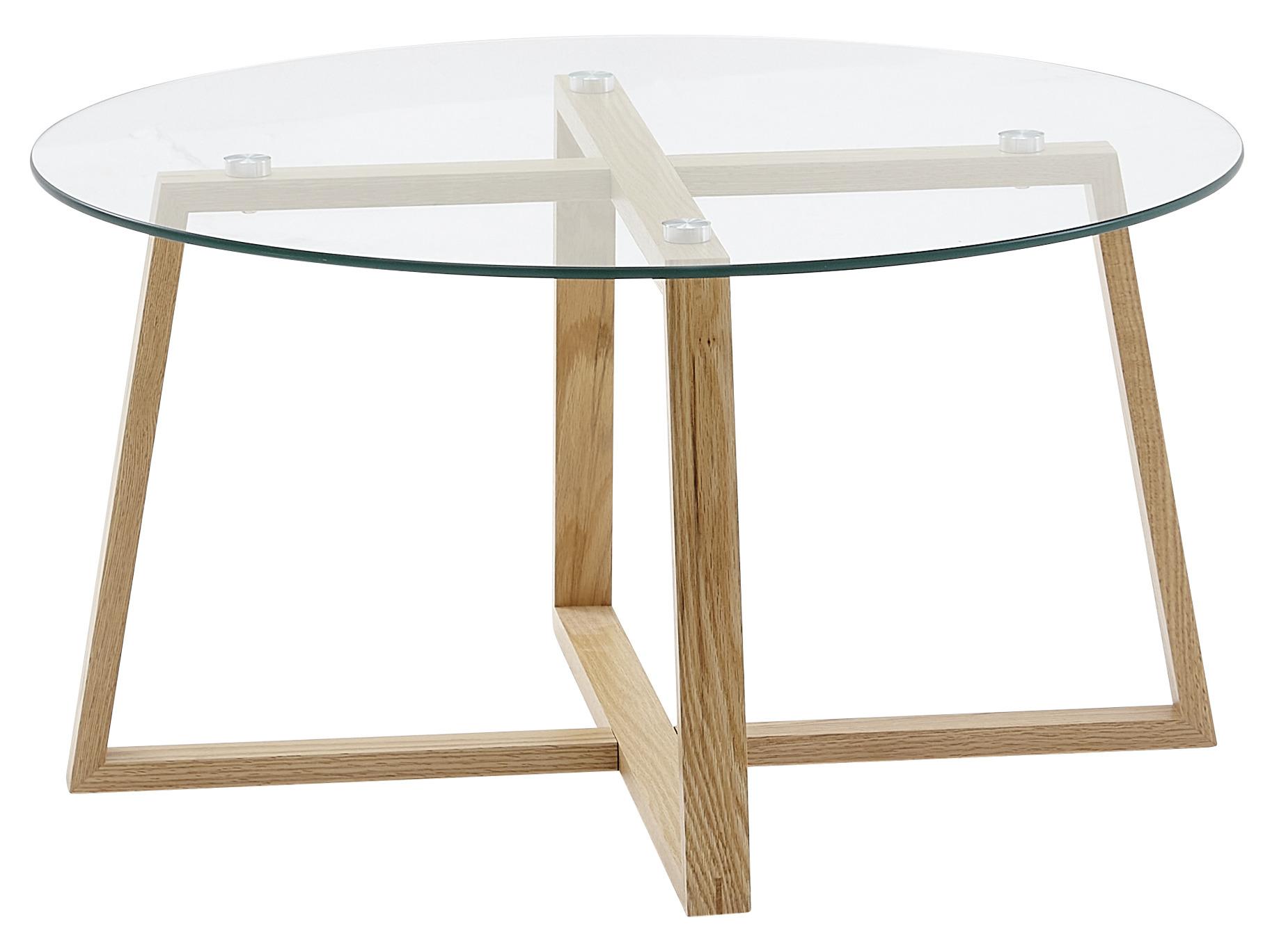 MID.YOU Couchtisch Glas/Eiche Massiv D: 78 cm
