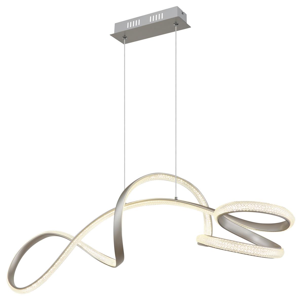 Led Függőlámpa 67341n Swirl - nikkel/átlátszó, Design, műanyag/fém (108/33/120cm) - Globo