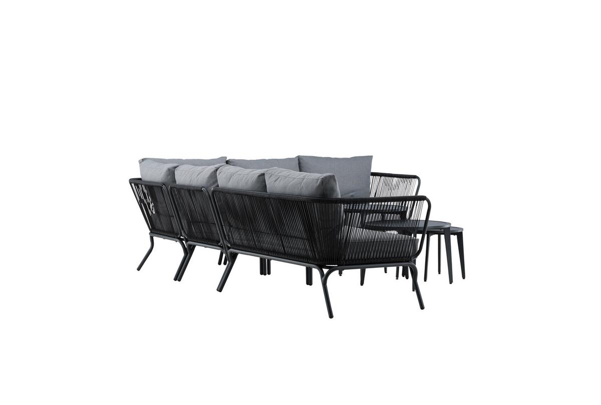 Dining-Loungeset Roxo - Schwarz/Grau, KONVENTIONELL, Textil/Metall - Gardenson