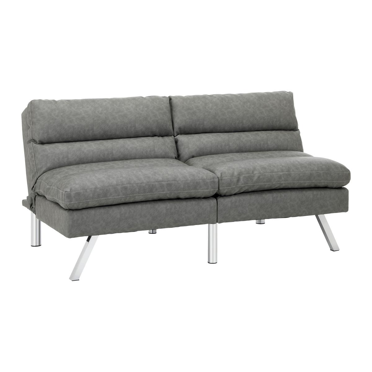 Pohovka LIA světle šedá - světle šedá/barvy chromu, Moderní, dřevo/textil (171/112/53cm) - Bessagi Home