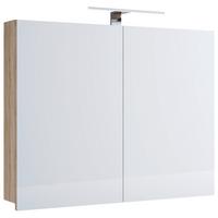 Spiegelschrank Badinos Mit Led 2-Türig Bxhxt: 60x59,2x12 Cm - Sonoma Eiche, MODERN, Glas/Holzwerkstoff (60/59,2/12cm) - MID.YOU