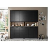 Hochschrank Ice Schwarz/Eiche Dekor B: 180cm - Eiche dunkel/Schwarz, Basics, Holzwerkstoff (180/185/30cm) - MID.YOU