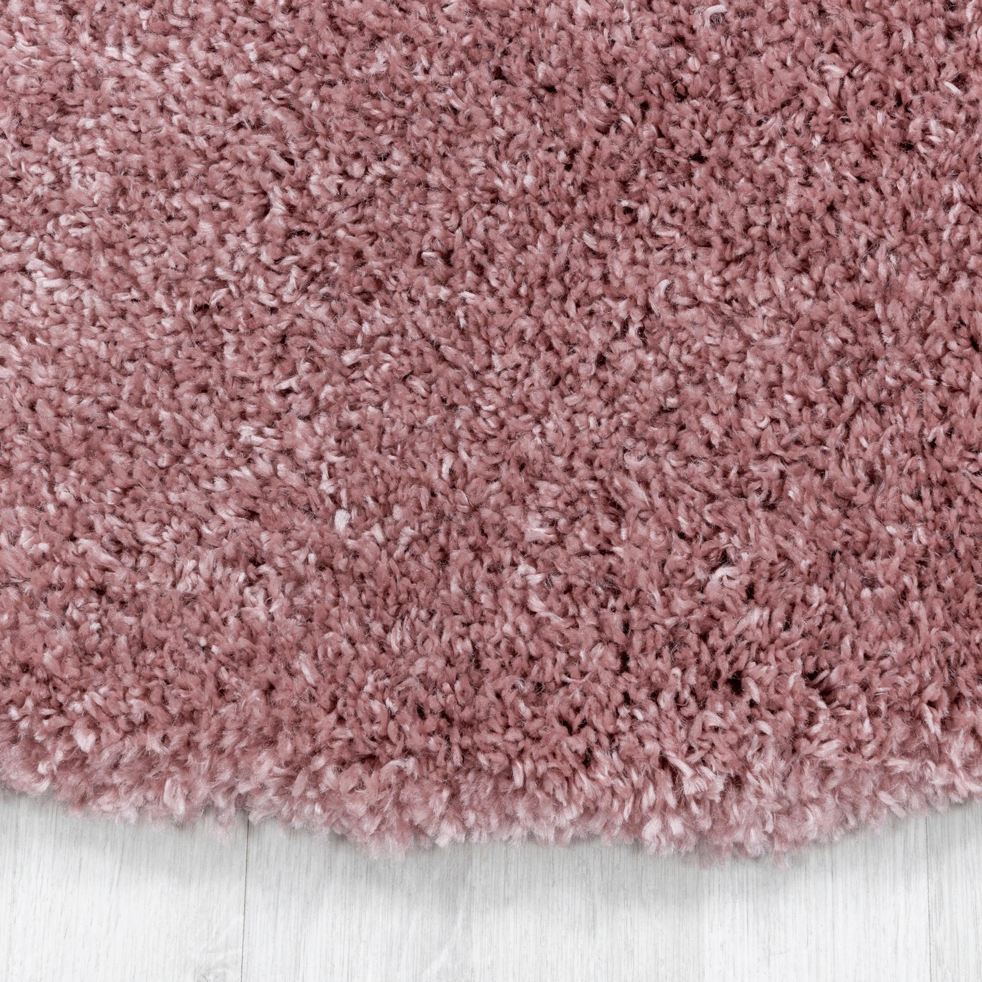 Hochflor Teppich Rosa Fluffy Rund Ø 120 cm - Rosa, Basics, Textil (120cm)