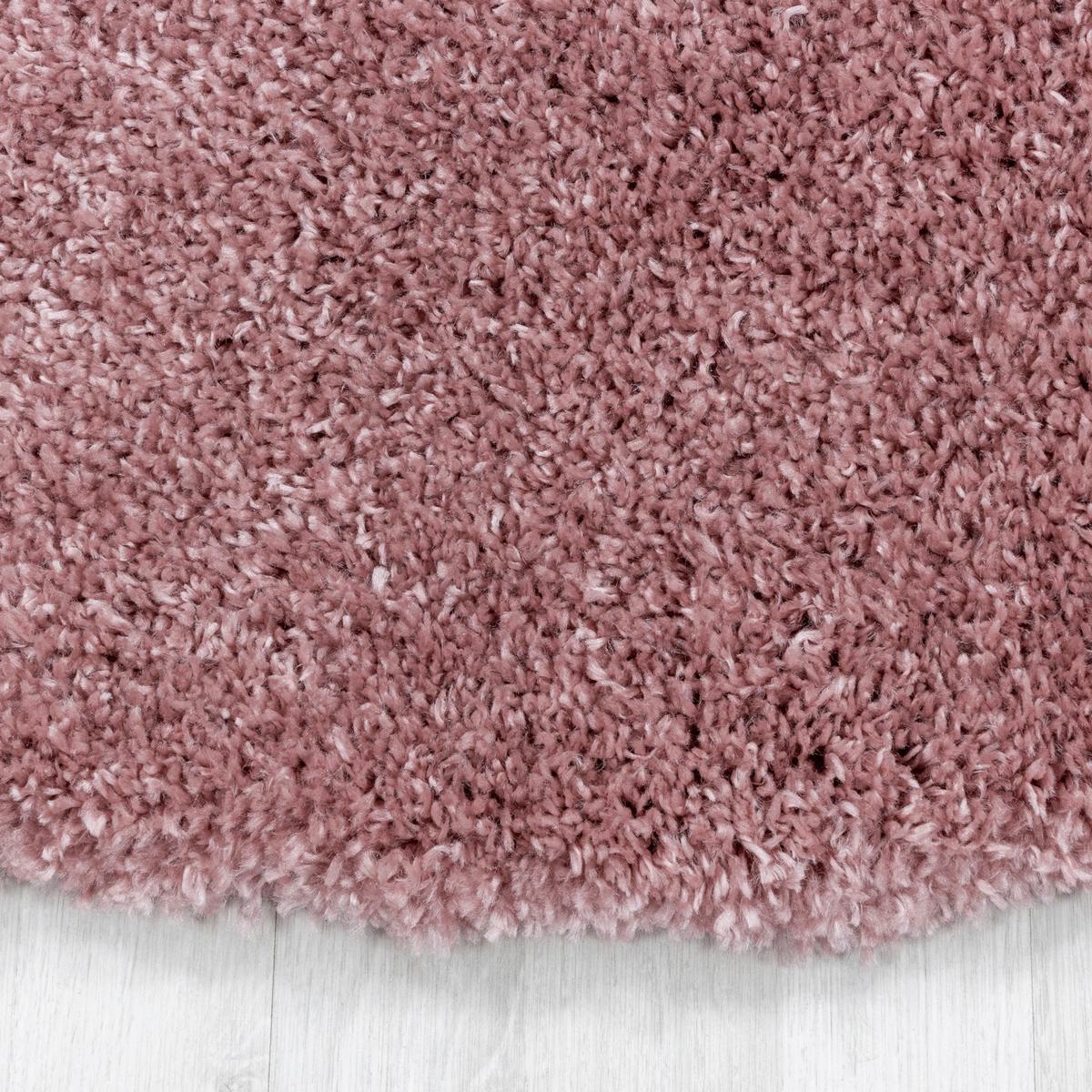 Hochflor Teppich Rosa Fluffy Rund Ø 80 cm - Rosa, Basics, Textil (80cm)