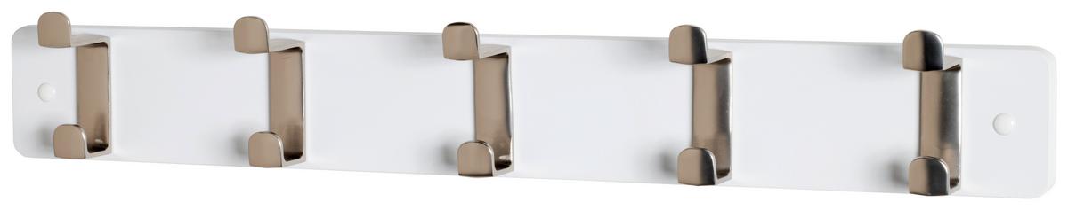 Hakenleiste Köln - Edelstahlfarben/Weiß, MODERN, Holzwerkstoff/Metall (55/7/6cm)