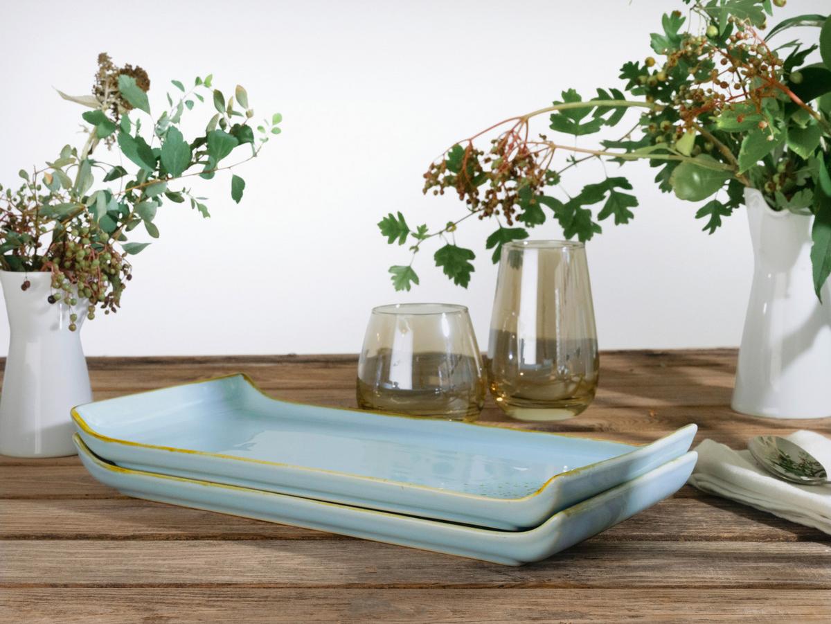SERVIERPLATTEN-SET 33016 NATURE COLLECTION - Pastellblau, Trend, Keramik (16,5/33cm) - Creatable