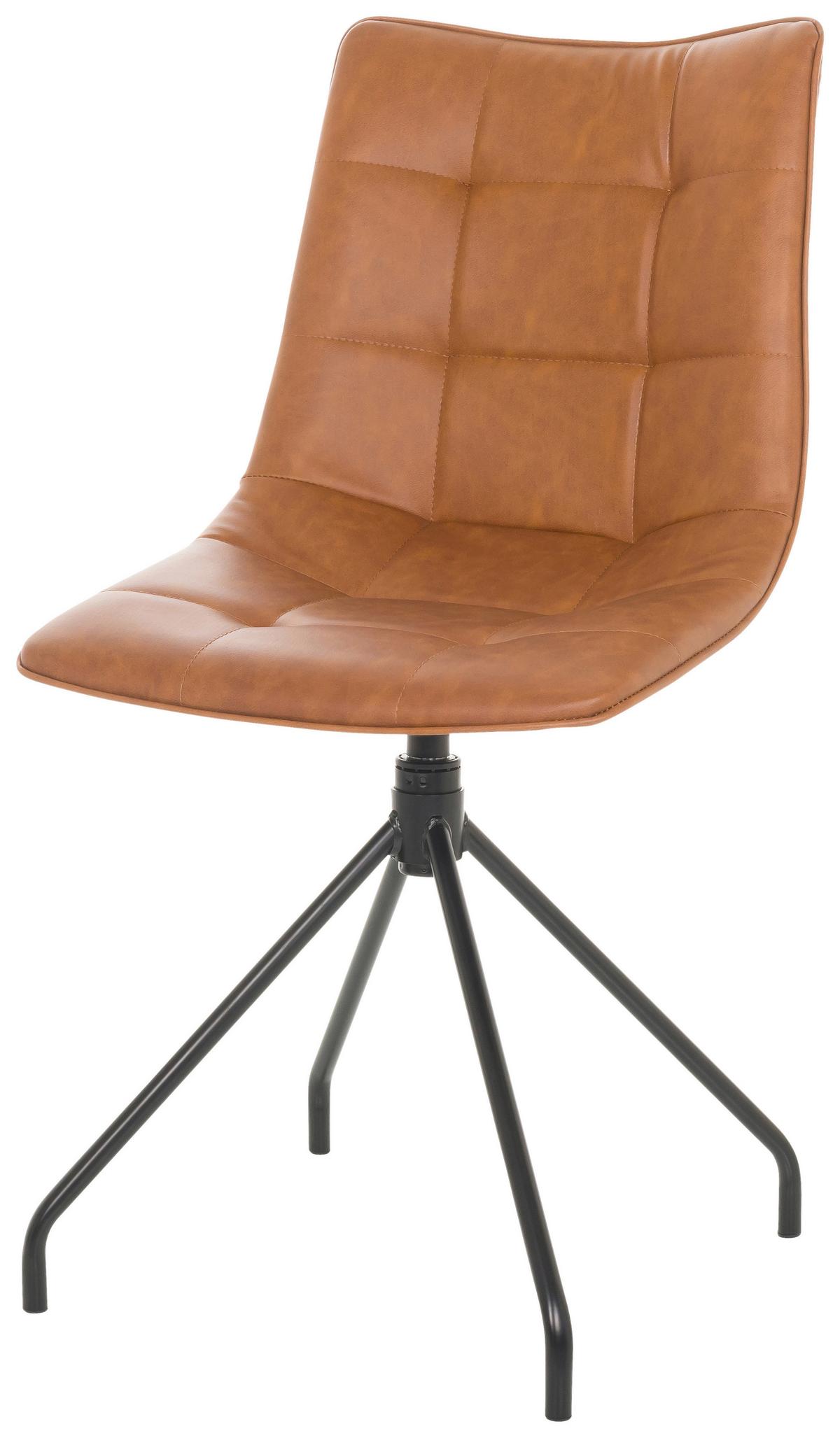 Besucherstuhl Tarviso - Schwarz/Braun, Basics, Leder/Metall (48/93/52cm) - MID.YOU