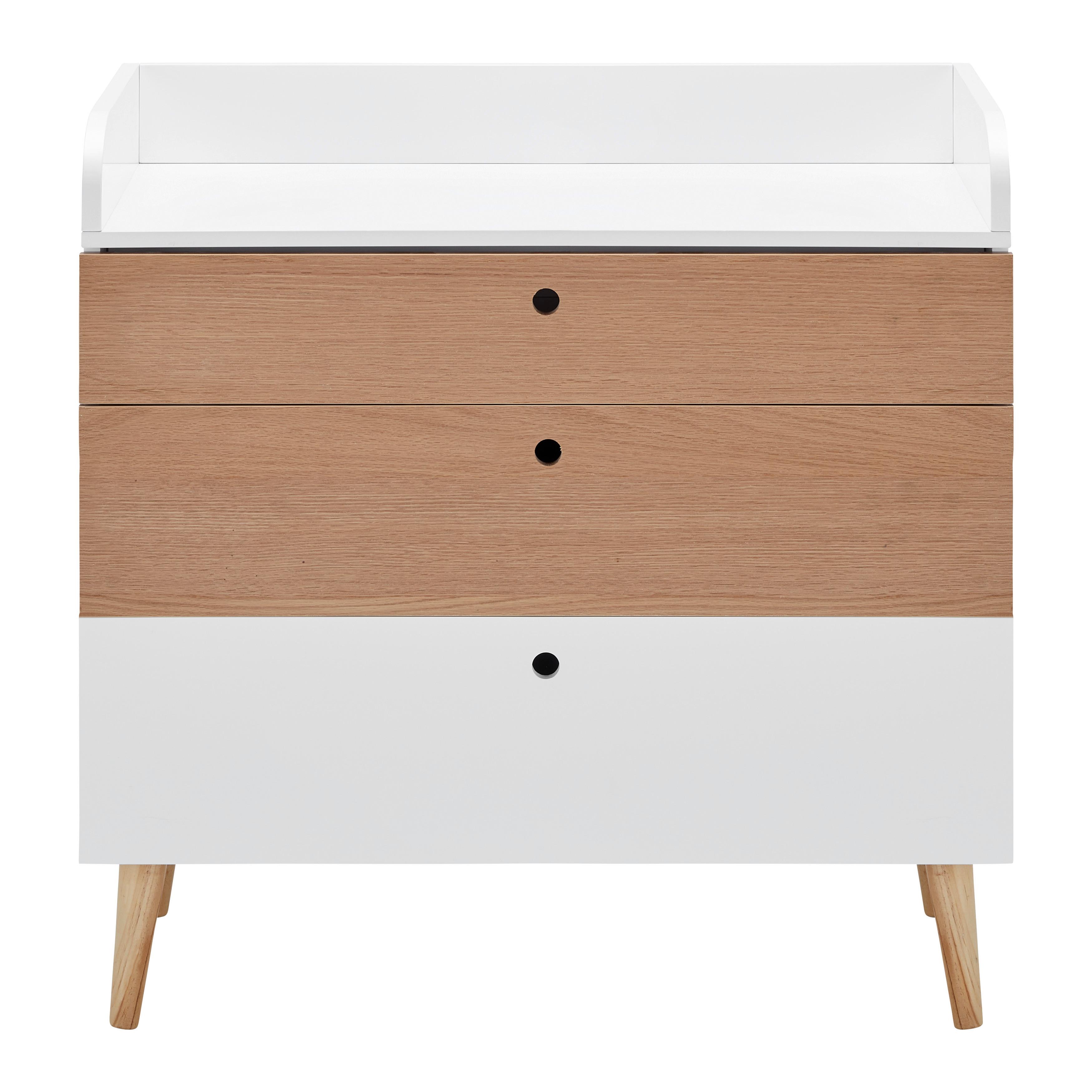 Přebalovací Komoda Poppy Bílá - bílá/přírodní barvy, Moderní, dřevo/kompozitní dřevo (85/86/45cm) - Bessagi Kids