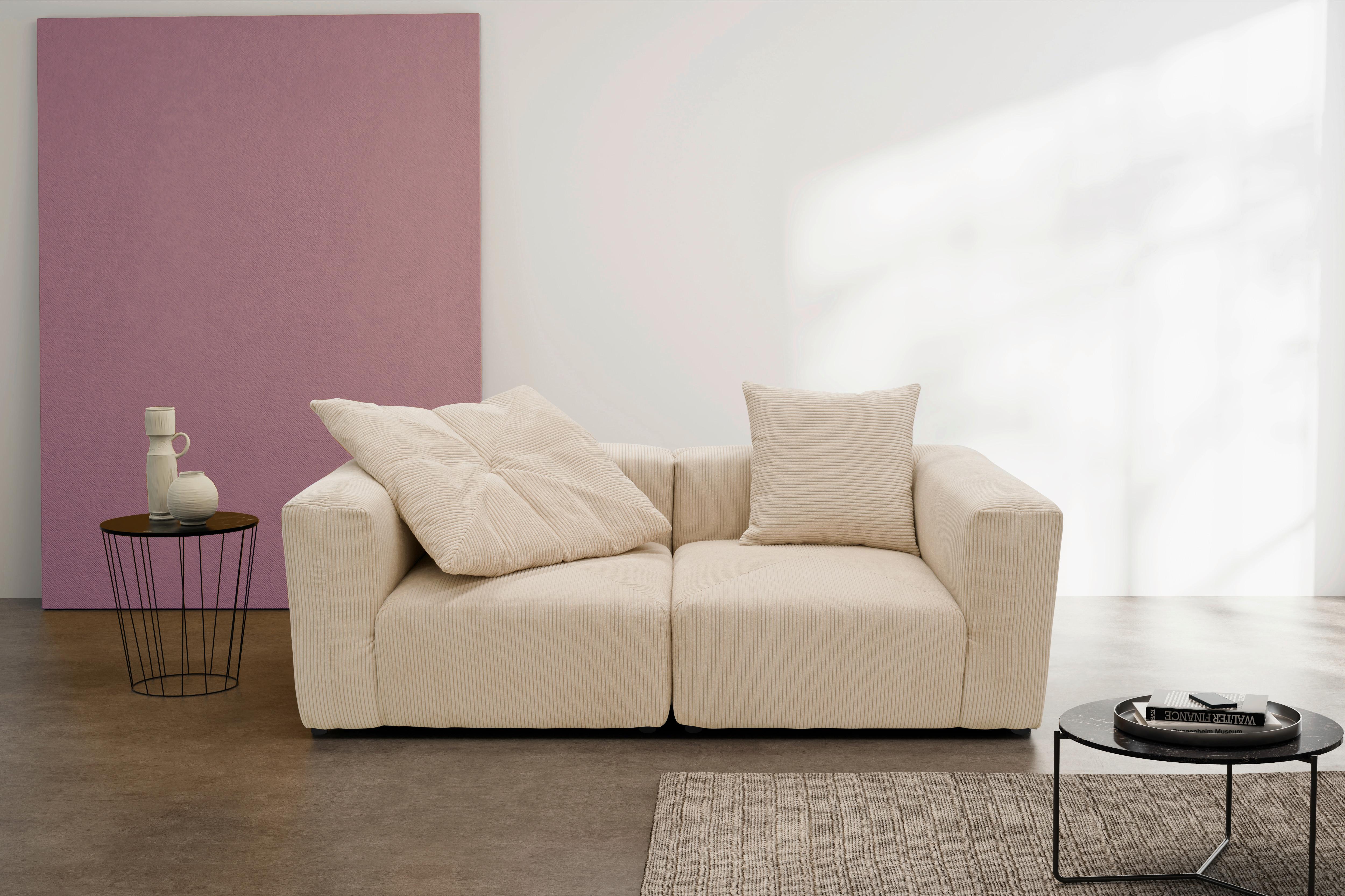 2-sitzer-sofa Creme B: 216 Cm - Creme/Schwarz, Design, Textil (216/69/108cm) - MID.YOU