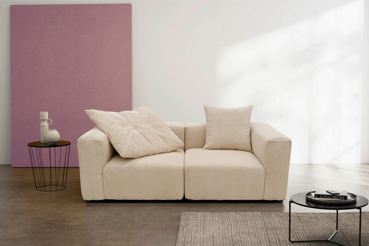 2-sitzer-sofa Creme B: 216 Cm - Creme/Schwarz, Design, Textil (216/69/108cm) - MID.YOU