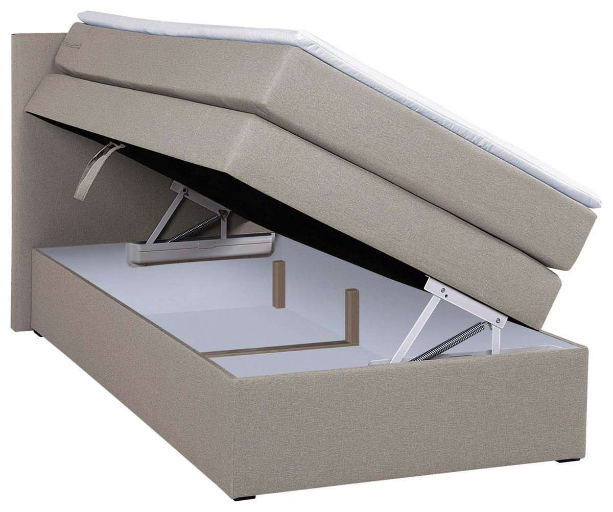 Boxspringbett Siam 2 90x200 Beige - Beige/Schwarz, MODERN, Holzwerkstoff/Textil (90/200cm)