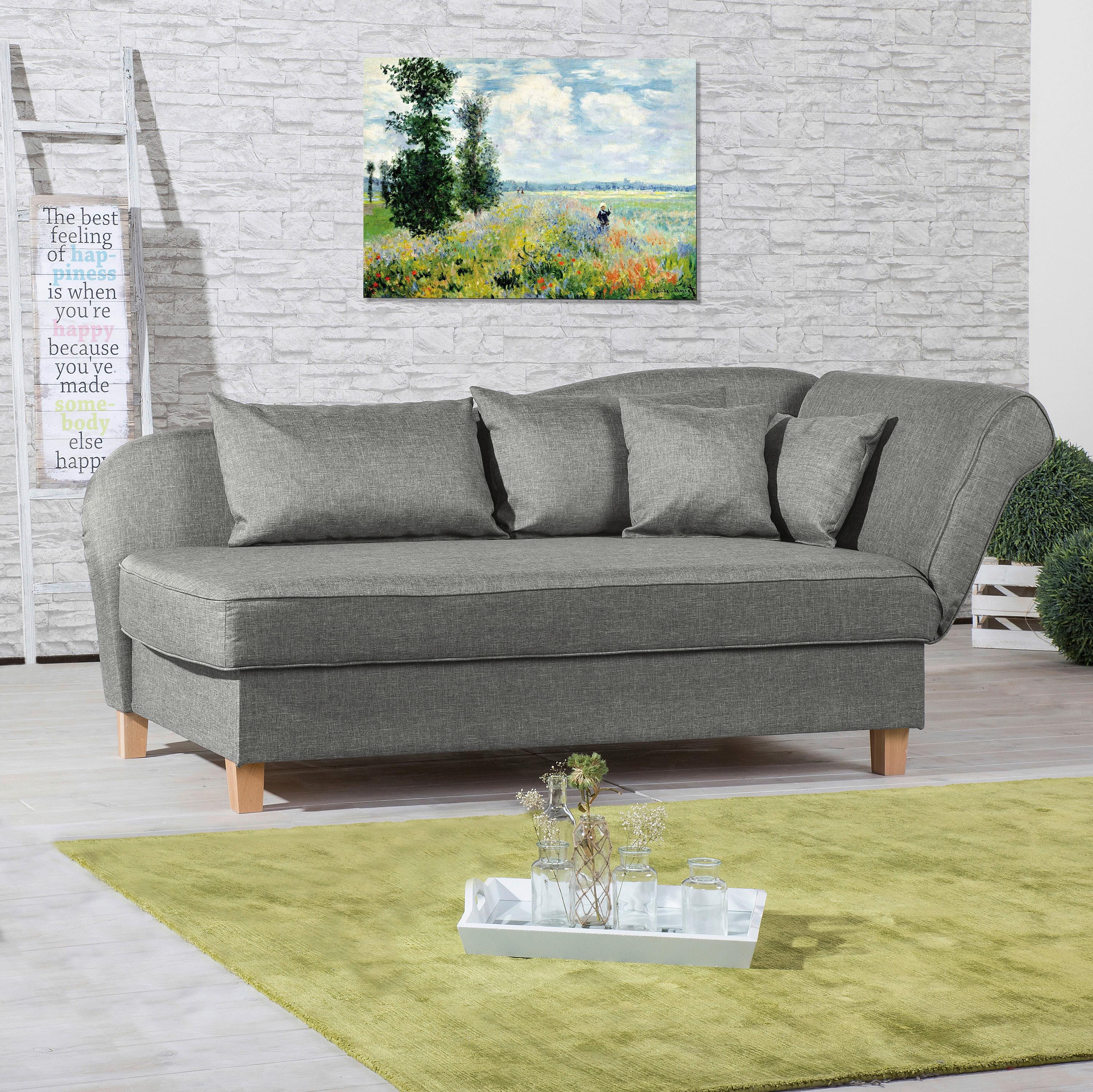 Recamiere Selma Hellgrau Recht S mit Bettksten+schlaffunktion - Buchefarben/Hellgrau, Design, Textil (190/88/82cm) - Max Winzer