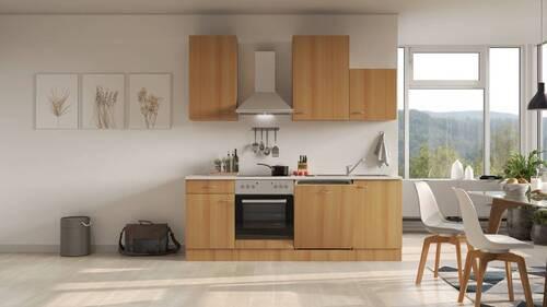 Küchenblock Nano Buchefarben/Beige B: 220 cm - Beige/Buchefarben, MODERN, Holzwerkstoff (220cm) - FlexWell