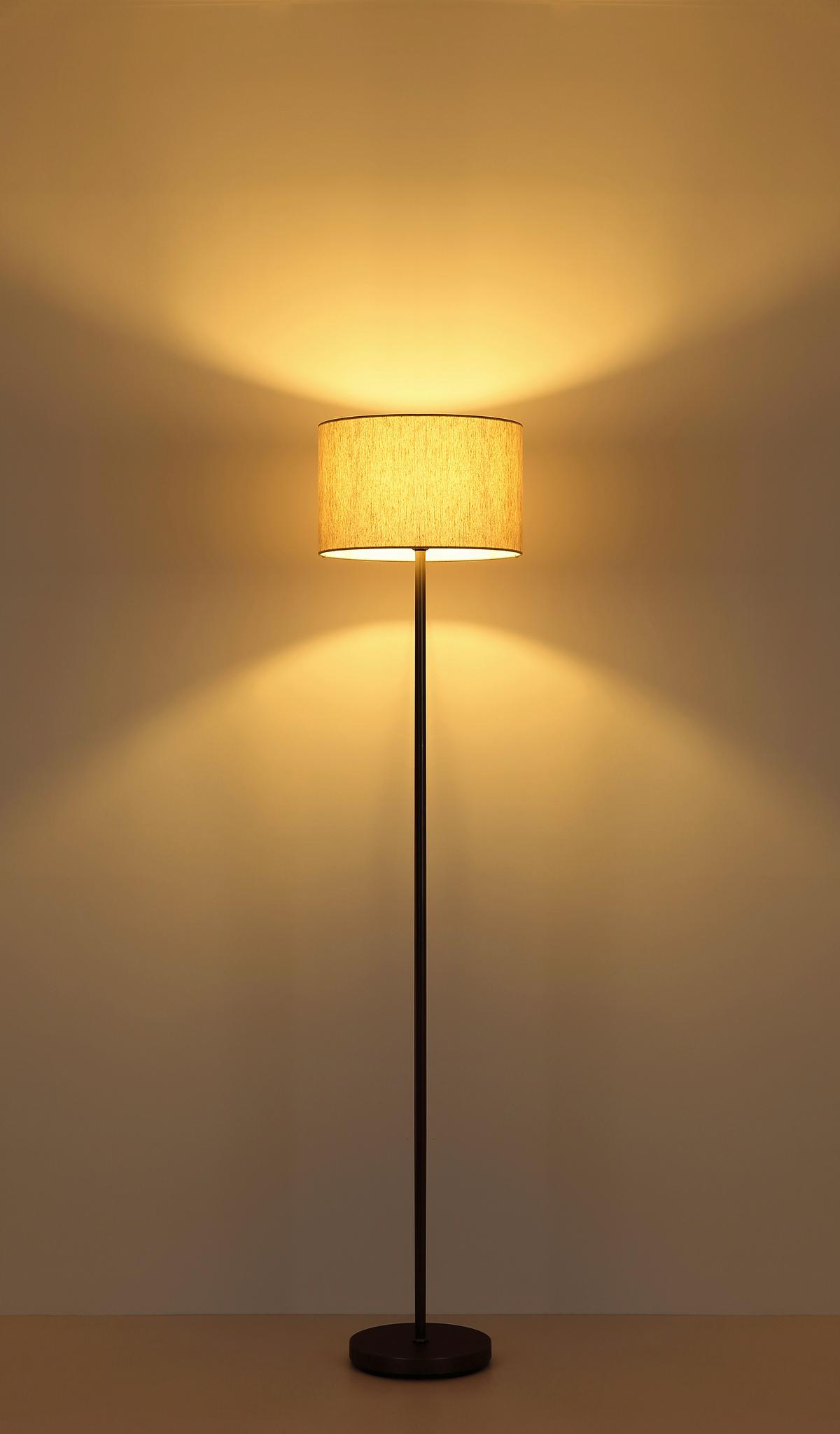 Stehleuchte Exkl. 1xe27, 40w - Schwarzchrom/Creme, Design, Kunststoff/Textil (35/160cm) - Globo