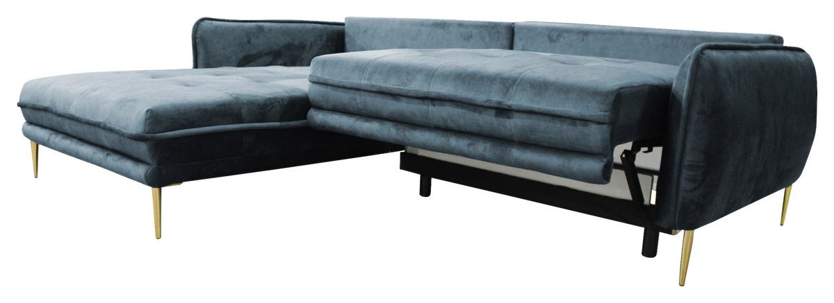 Ecksofa Whisper Blau S: 196x264 cm - Blau/Goldfarben, Design, Textil (196/264cm) - MID.YOU