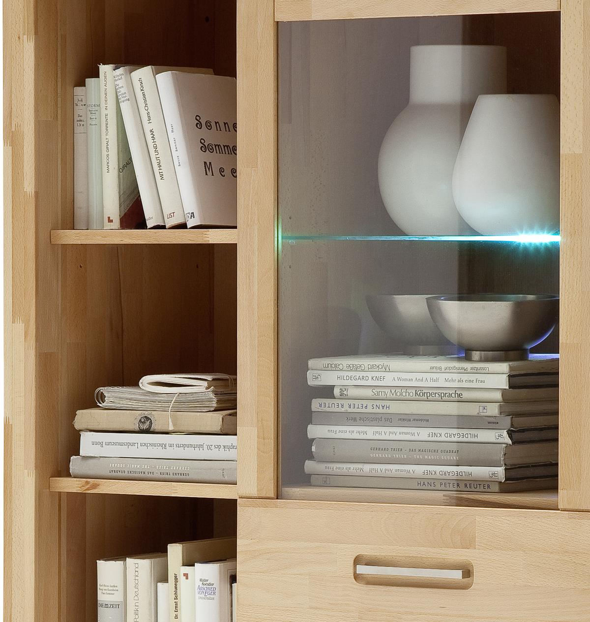 Highboard Fenja Buchefarben, B: 98 cm - Buchefarben, Design, Glas/Holz (98/145/40cm) - MID.YOU