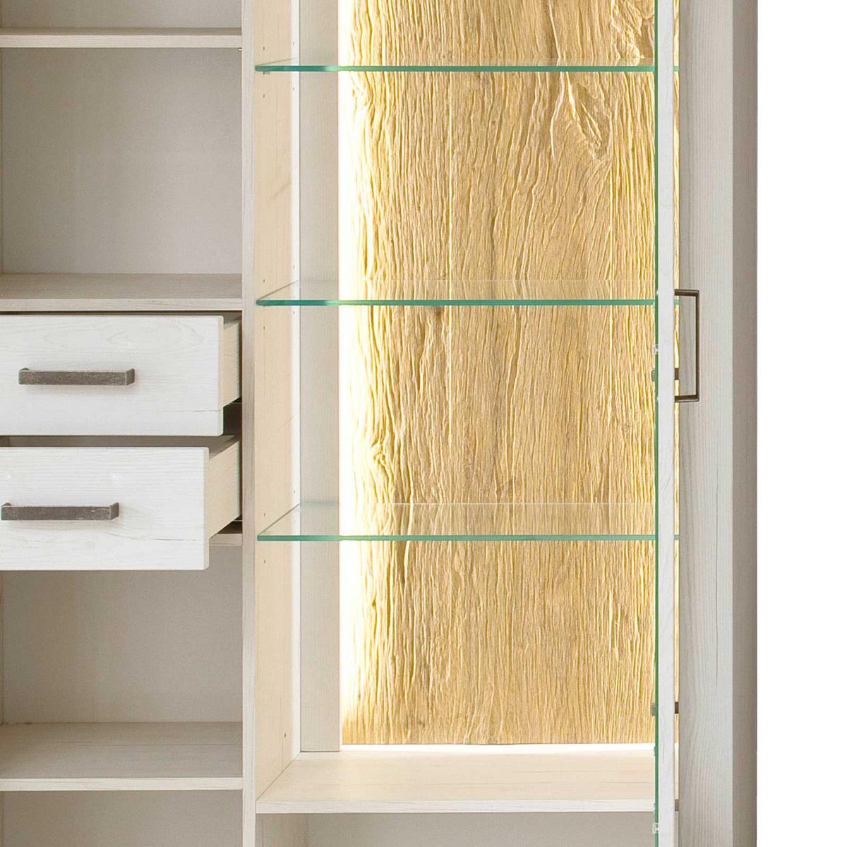 Wohnkombination 3-Tlg. Madrid Eiche-/Pinienfarben - Eichefarben/Schwarz, Design, Glas/Holzwerkstoff (297/205/50cm) - MID.YOU