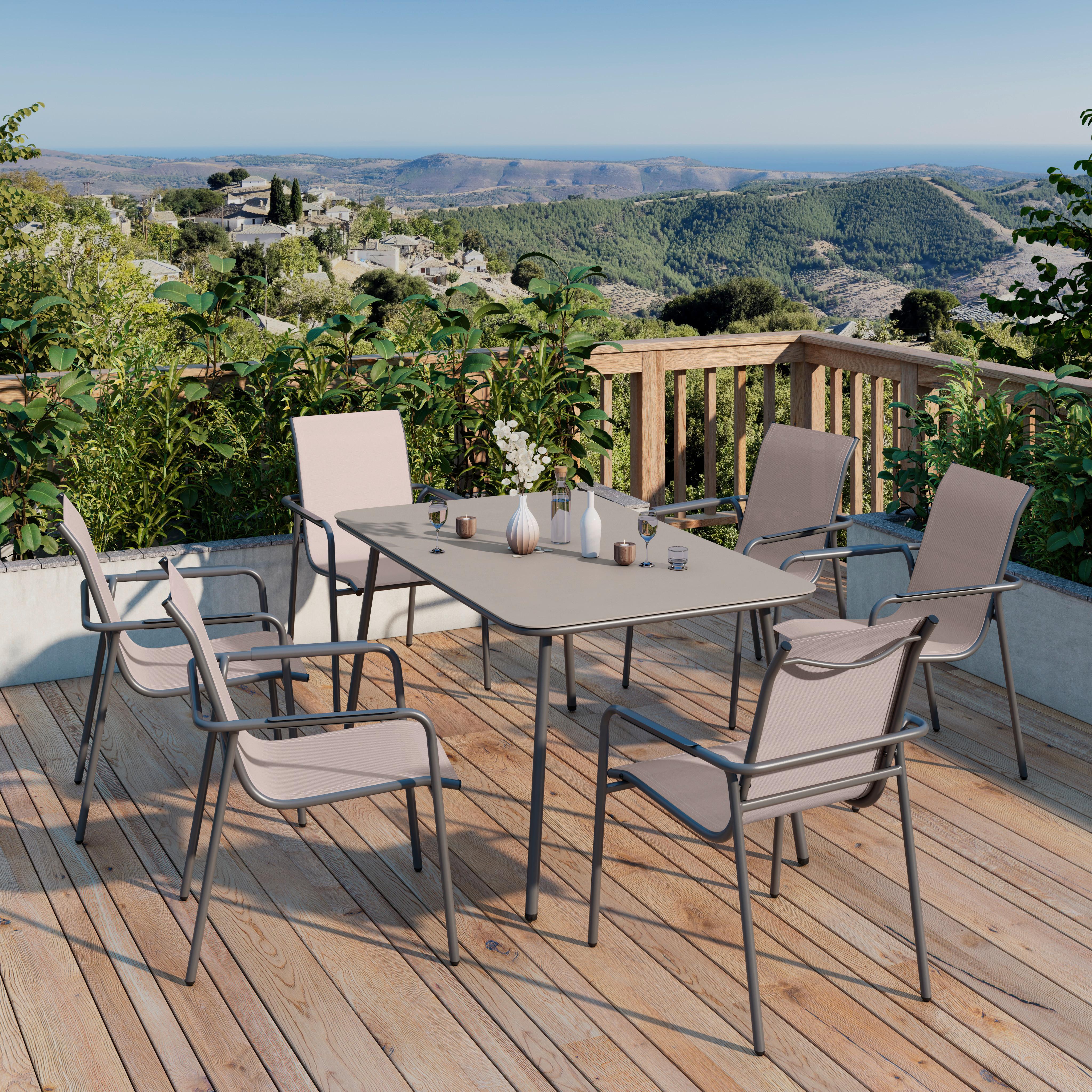 Gartenset Madrid - Dunkelgrau/Beige, MODERN, Glas/Textil (59/66/88cm) - Beldano