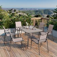 Kerti Bútorszett Madrid - bézs/sötétszürke, Modern, üveg/textil - Beldano