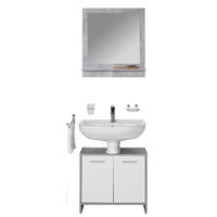 Badezimmer Attack Weiß/Betonoptik 2-teilig - Hellgrau/Weiß, MODERN, Holzwerkstoff (60,4/190/28cm)