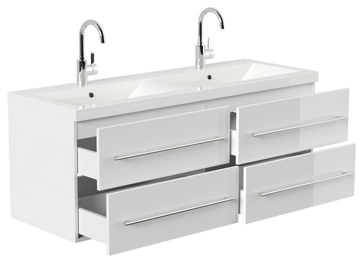 WASCHTISCHKOMBI Fellini, Weiß HG B: 60 cm - Weiß Hochglanz/Weiß, Basics, Keramik/Holzwerkstoff (60cm) - MID.YOU