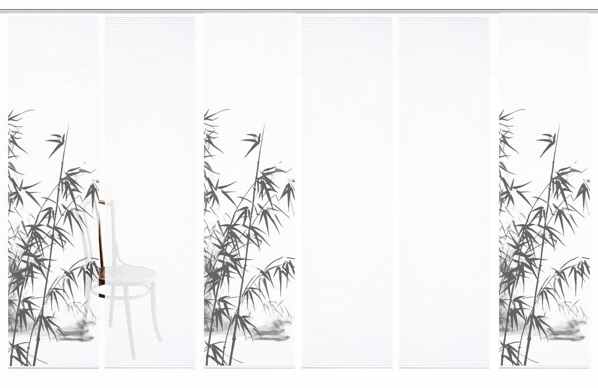 Flächenvorhang Rufus 6er Set - Grau Hochglanz/Weiß, Natur, Textil (60/245cm)