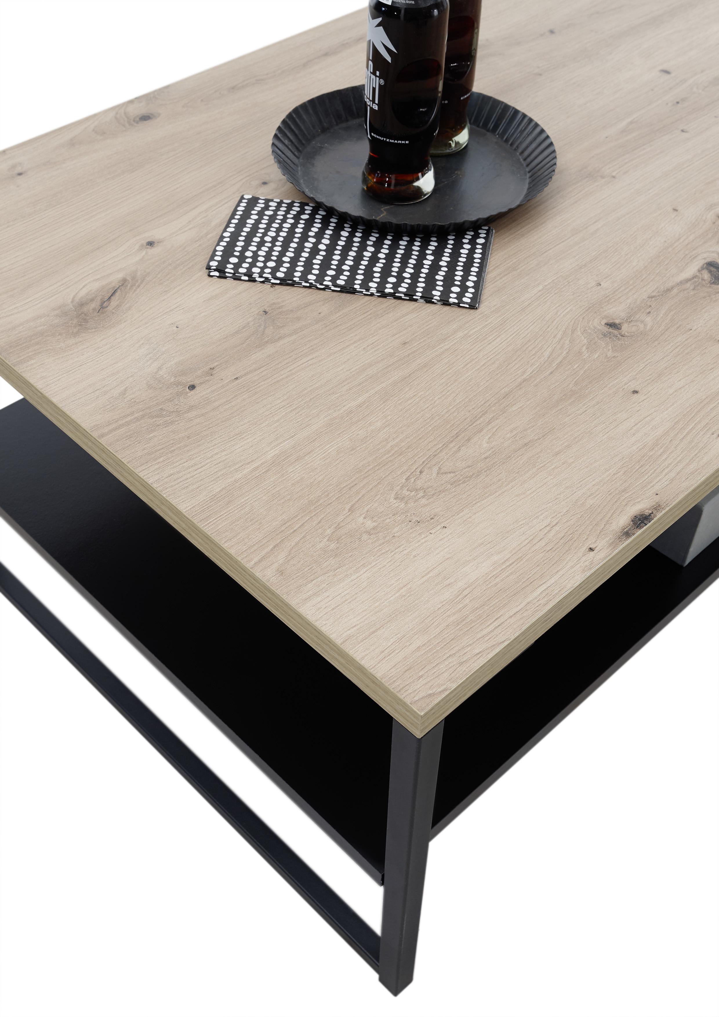 Konferenčný Stolík Lucas - farby dubu/čierna, Moderný, kov/kompozitné drevo (120/60/40cm) - MID.YOU