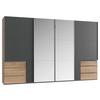 Schwebetürenschrank Level 36 A Graphit/Eiche/Spiegel, B:350cm - Eichefarben/Graphitfarben, Basics, Glas/Holzwerkstoff (350/216/65cm) - MID.YOU