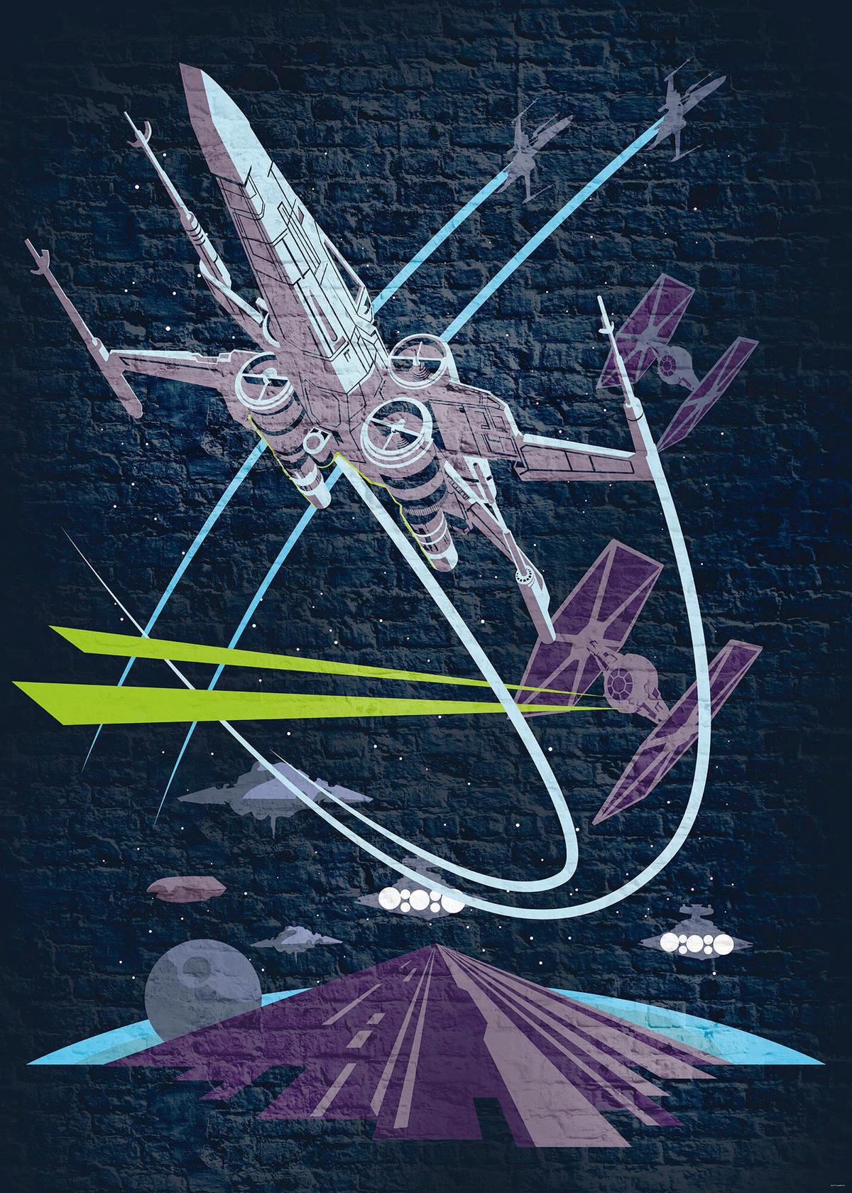 Fototapete Star Wars Concrete X-Wing - Multicolor, Trend, Textil (200/280cm)