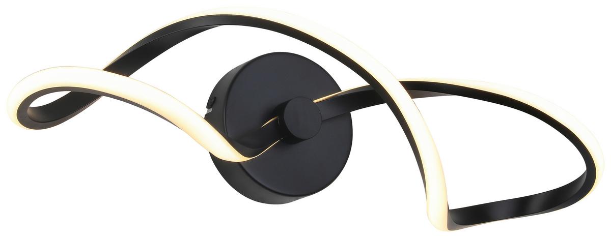 Led-deckenleuchte Sabella L: 50 Cm, Geschwungen - Schwarz, MODERN, Kunststoff/Metall (50/12/16,5cm) - Luca Bessoni
