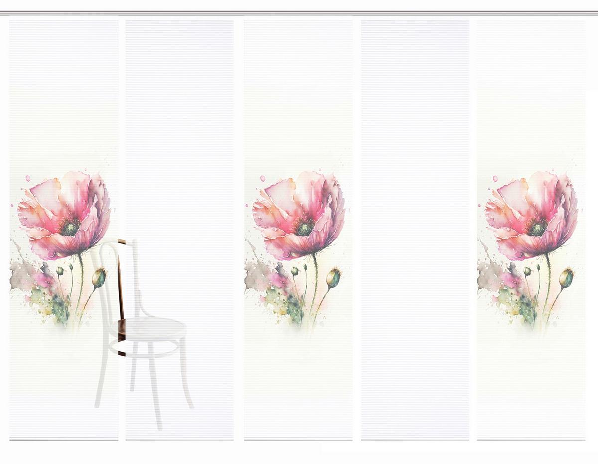 Flächenvorhang Meliora 5er Set - Salbeigrün/Rosa, Natur, Textil (60/245cm)