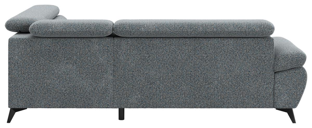 Ecksofa mit Bettfunktion Hudson, Chenille grau - Schwarz/Grau, KONVENTIONELL, Textil (256/207cm) - Sembella