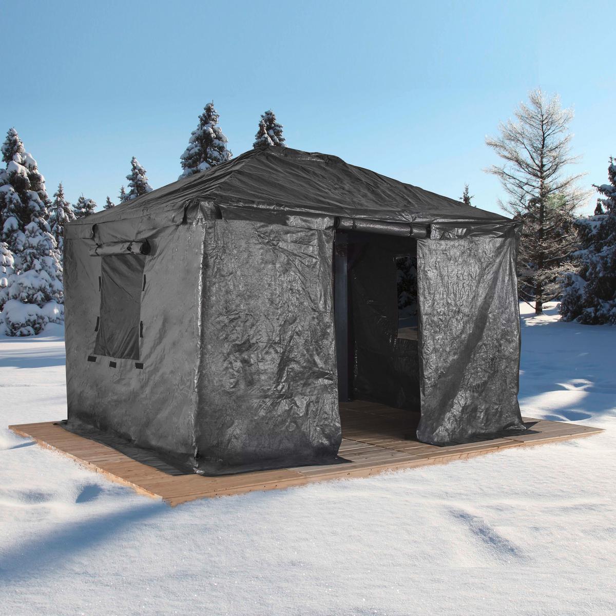 Schutzplane Winterabdeckung Pavillon 10x14 - Grau, Basics, Textil (426/303/292cm)