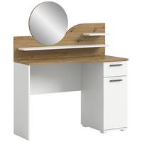 Schminktisch Vanity Weiß B: 110 cm - Eichefarben/Weiß, Design, Holzwerkstoff (110/135/46cm) - MID.YOU