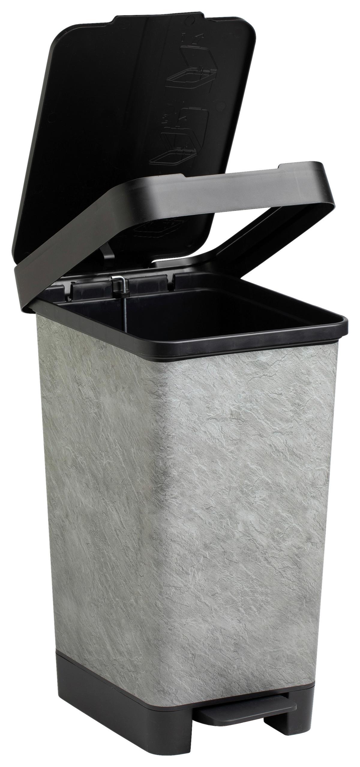 Koš s nášlapným pedálem STYLE- CA. 25L - šedá/černá, Moderní, kov/plast (26/36/47cm) - Mömax