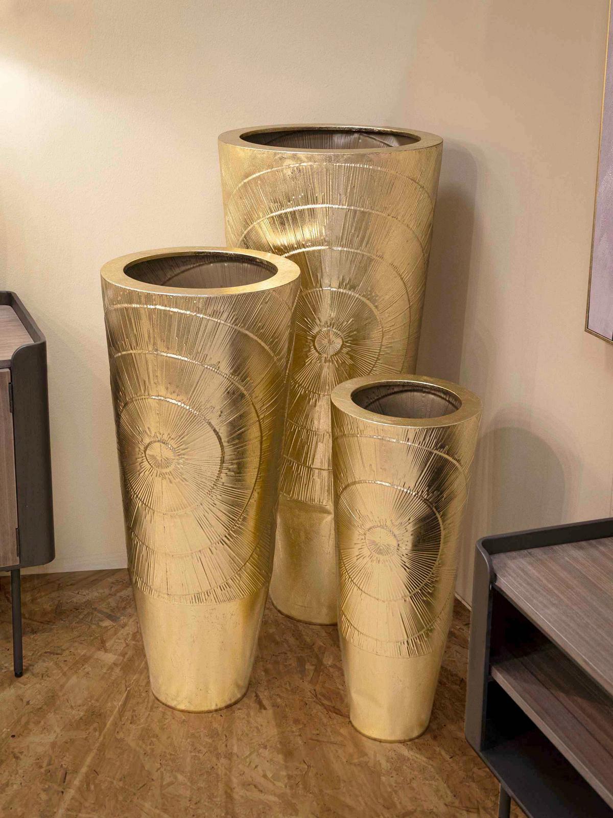 Vase Goldely Set 3 Goldfarben B: 50,8 cm - Goldfarben, Basics, Metall (50.8/114.9/50.8cm)