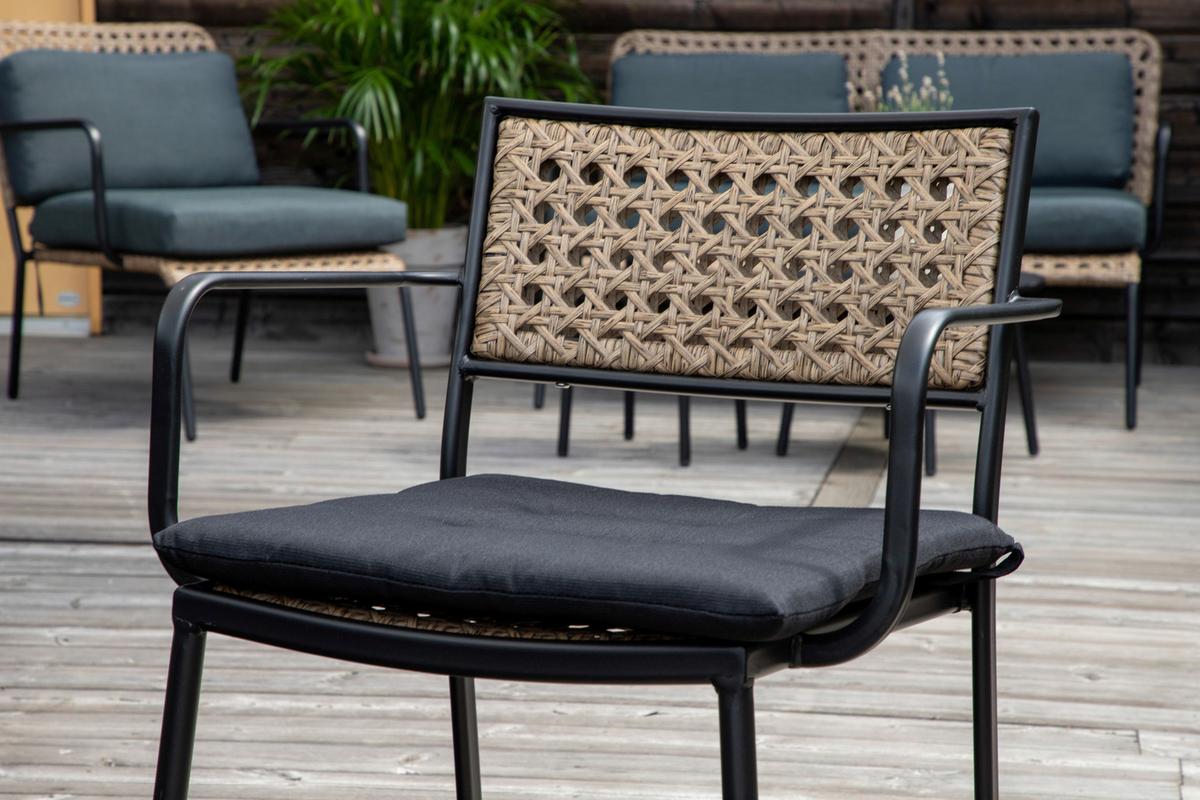 Gartenstuhl-Set Paola Metall, Kunststoff - Schwarz, KONVENTIONELL, Kunststoff/Metall (56/80/59cm) - Gardenson