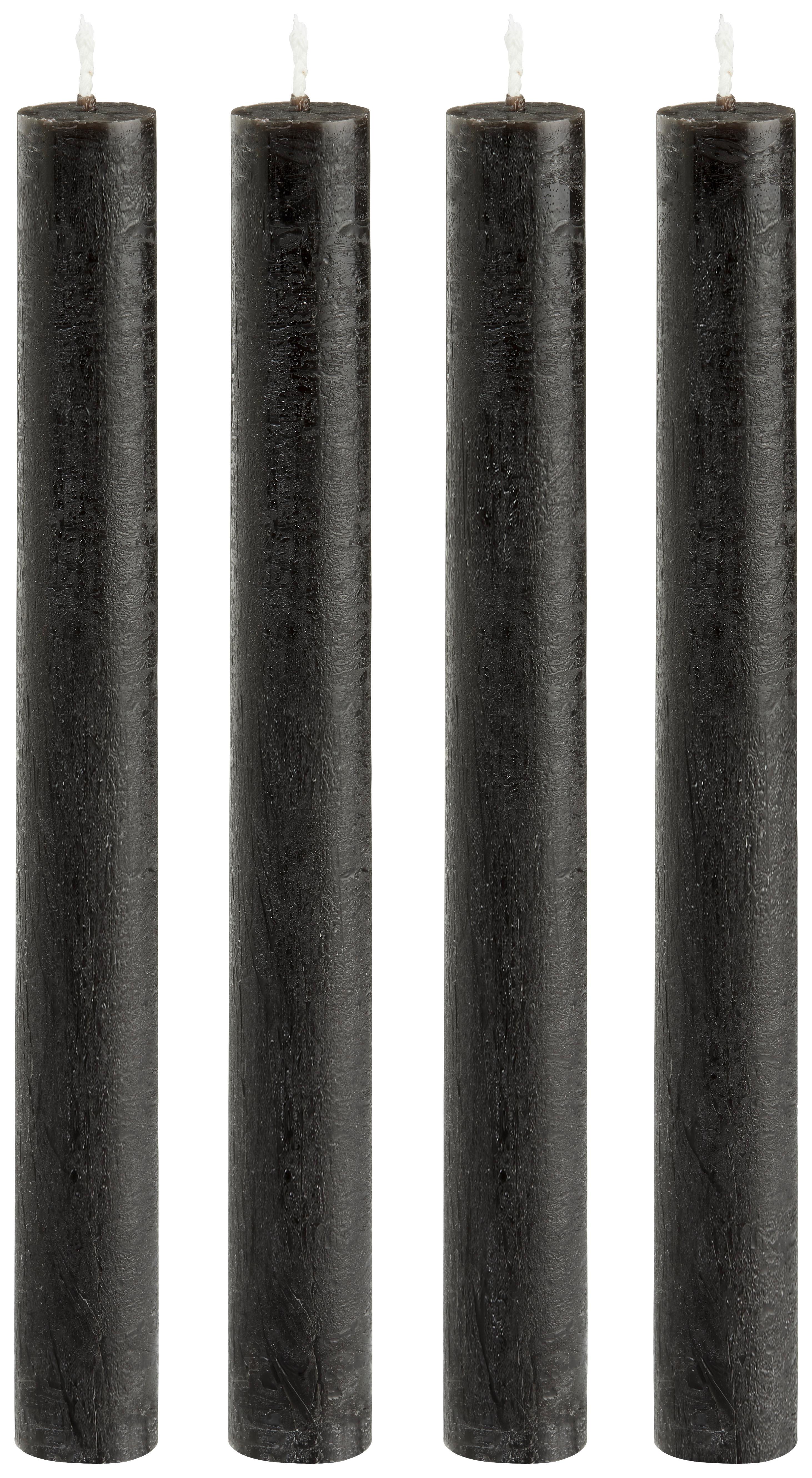 Svíčky Melia I, V: 20cm, 4ks/bal. - černá, Basics (2/20cm) - Modern Living