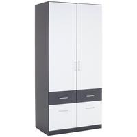 Drehtürenschrank 91 cm Aalen Extra Grau/Weiß - Weiß/Grau, KONVENTIONELL, Holzwerkstoff (91/197/54cm)