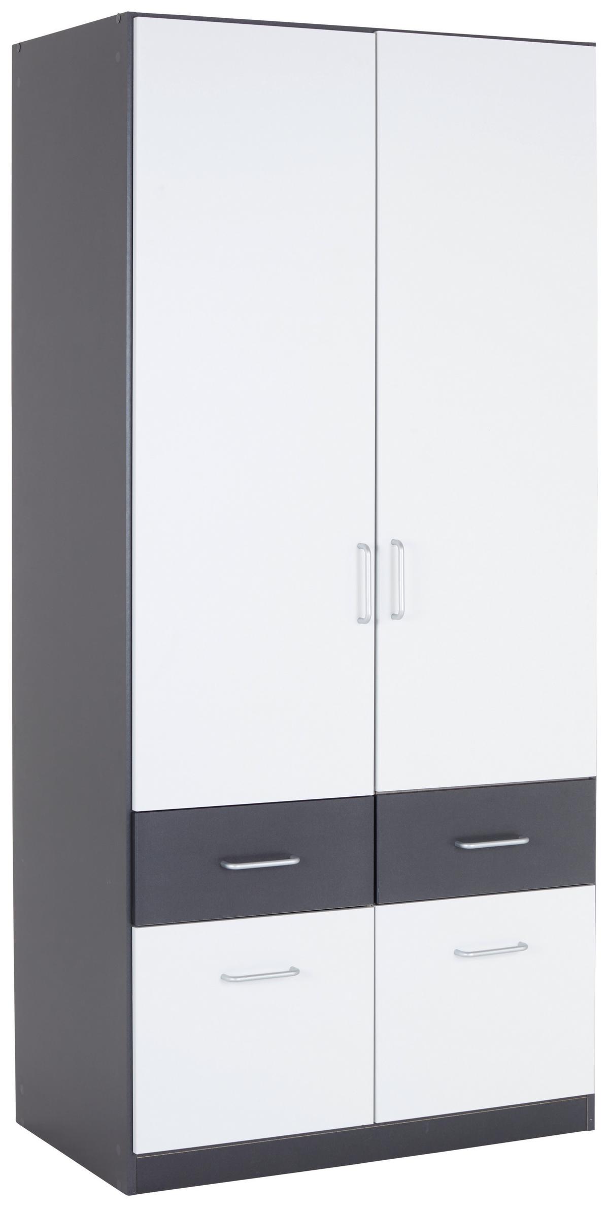 Drehtürenschrank 91 cm Aalen Extra Grau/Weiß - Weiß/Grau, KONVENTIONELL, Holzwerkstoff (91/197/54cm)