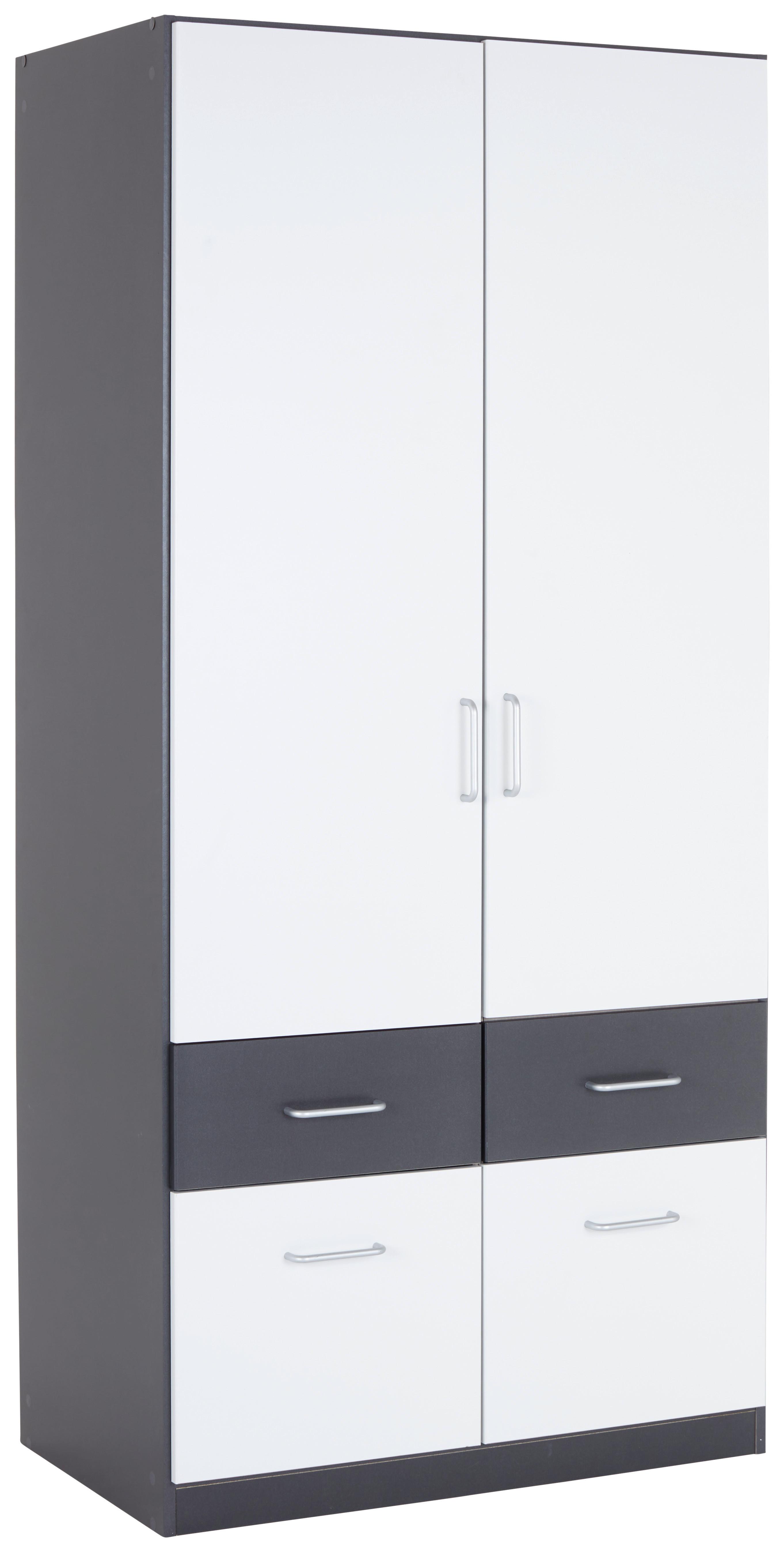 Drehtürenschrank 91 cm Aalen Extra Grau/Weiß