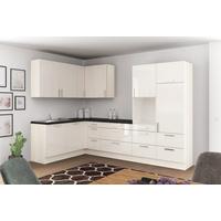 Eckküche Ip4050 Ohne Geräte 185x320 Cm Magnolie - Magnolie/Schwarz, Basics (185/320cm)